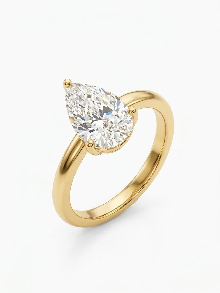 Pear-Cut Lab Diamond Gold Ring
