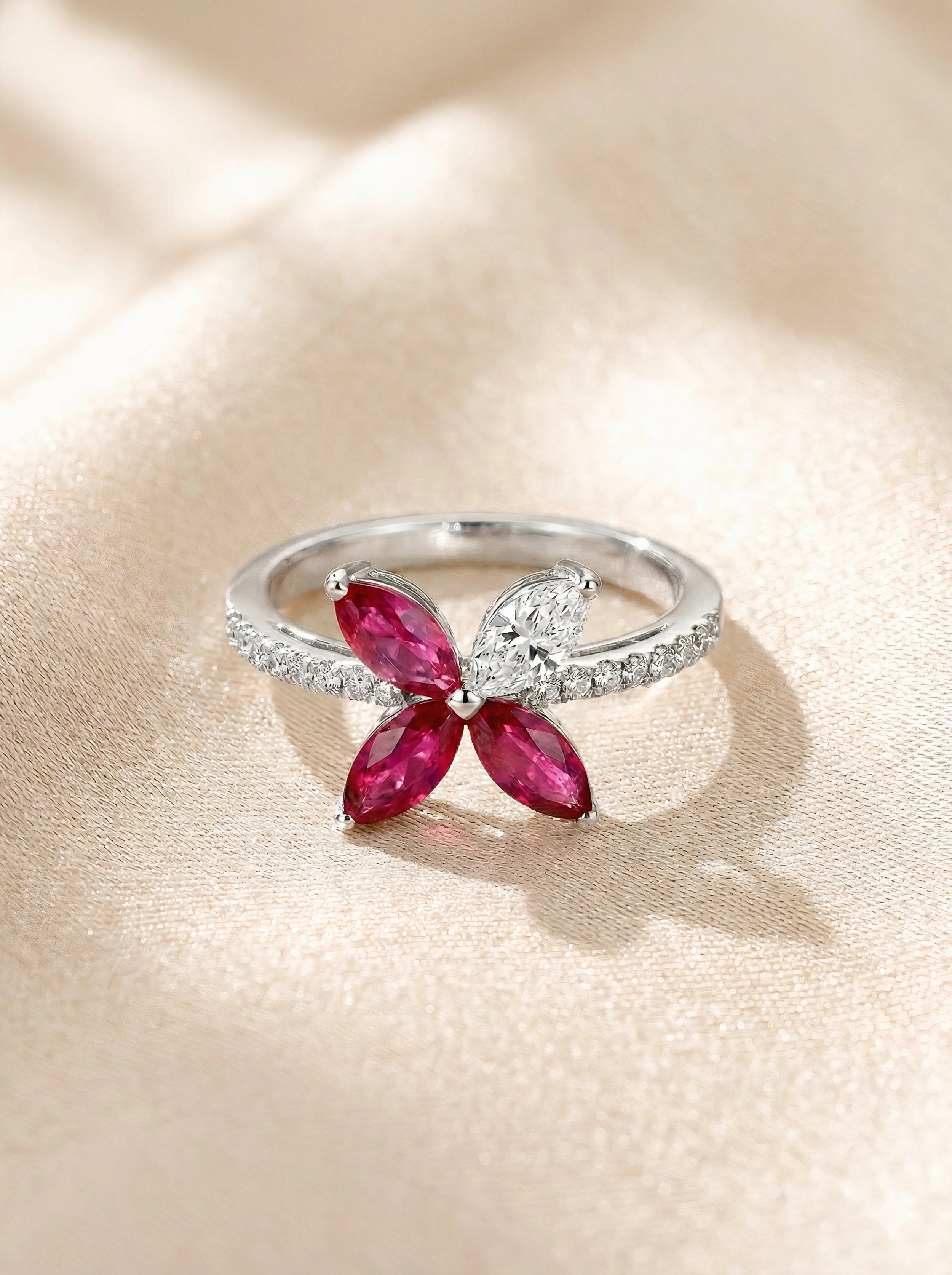 Ruby and Diamond Butterfly Ring