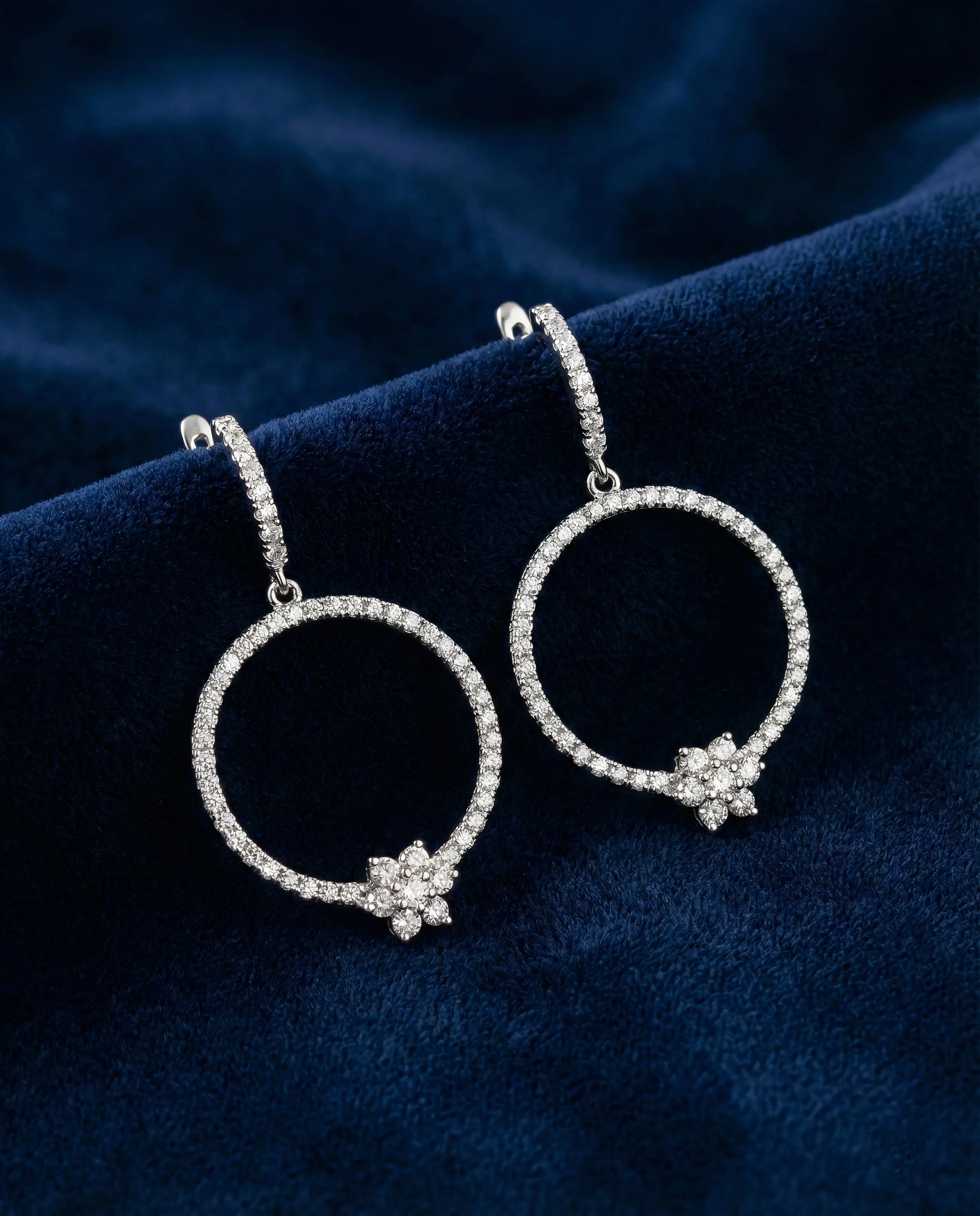 Radiant Diamond Flower Hoop Earrings