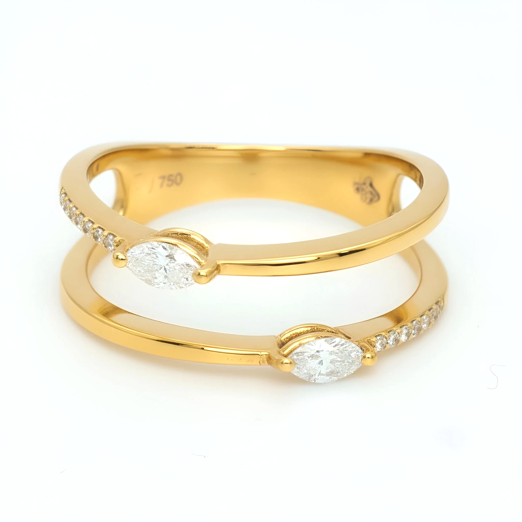 Marquise Diamond Twin-Band Ring