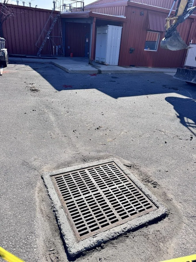 Before - Connecting roof drain to storm drain box
