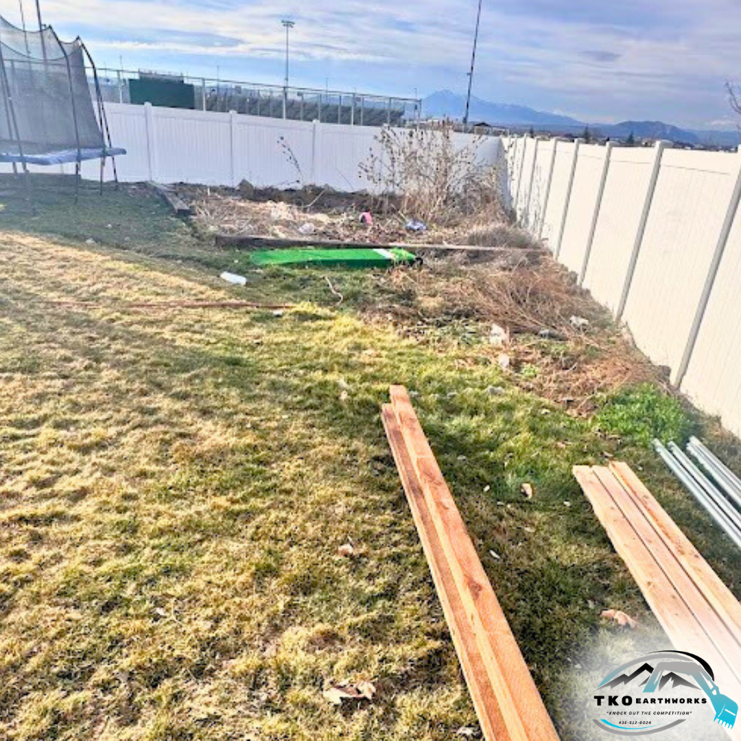 Before - Concrete pad & In ground trampoline