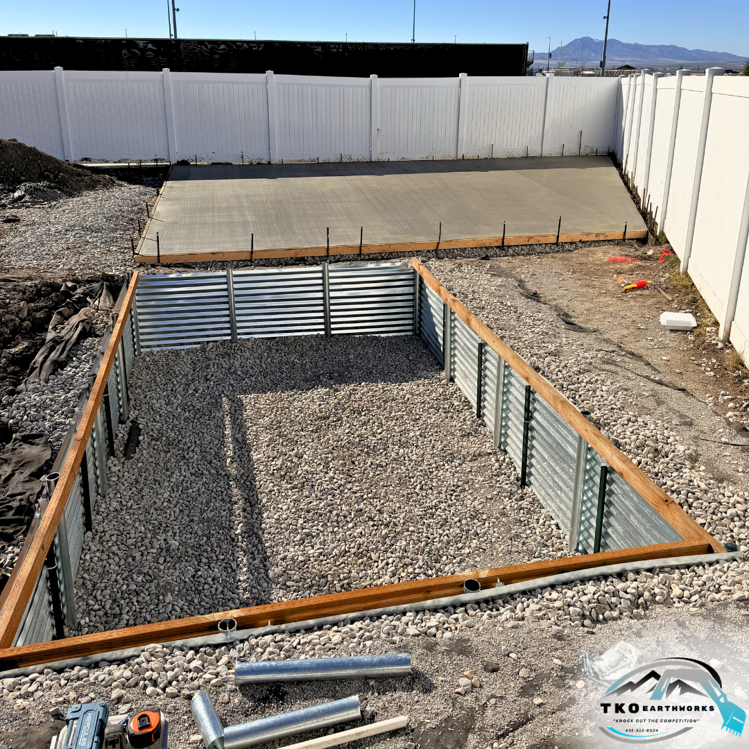 After - Concrete pad & In ground trampoline