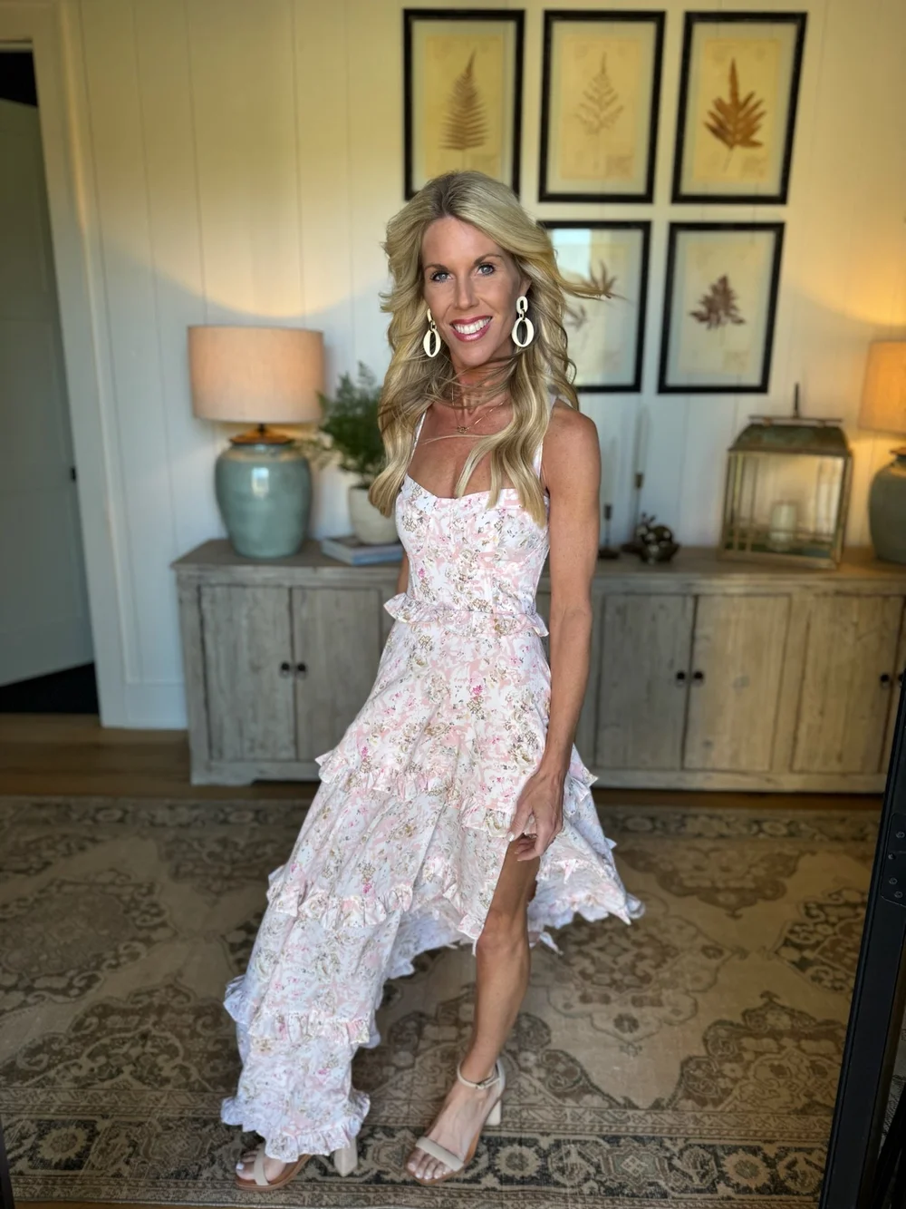 Floral Tiered Maxi Dress with Tie Back