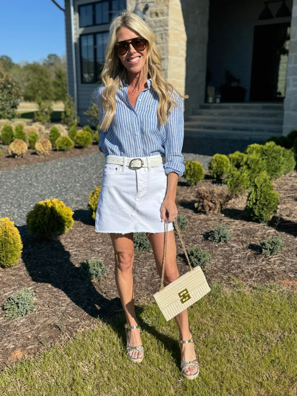 High Rise Vintage Denim Luxe Skirt