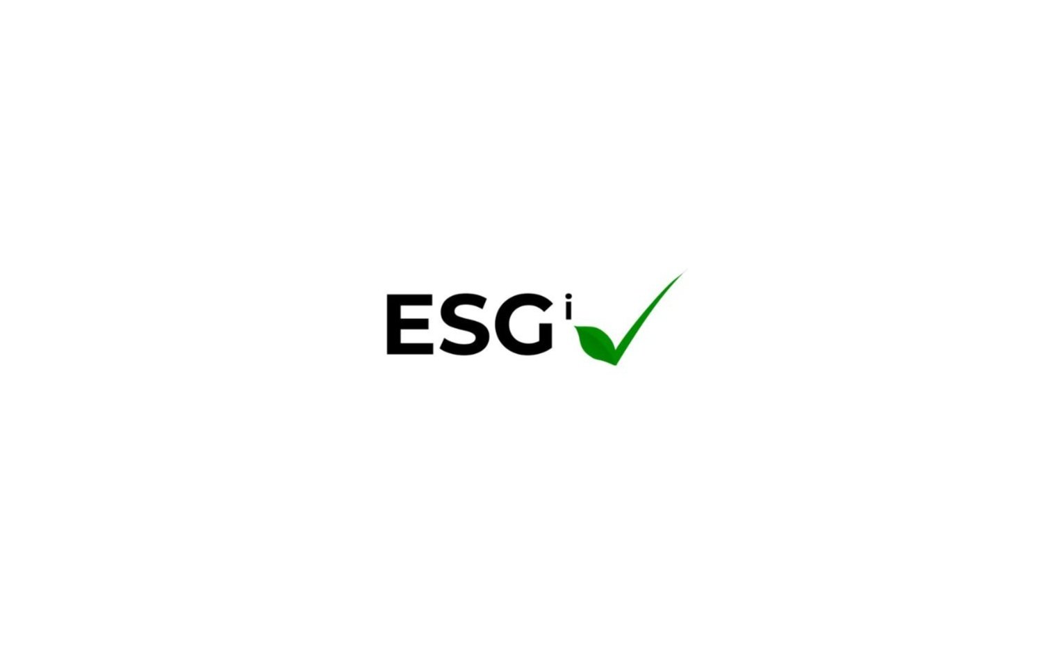 "ESG" text with a green checkmark and leaf design