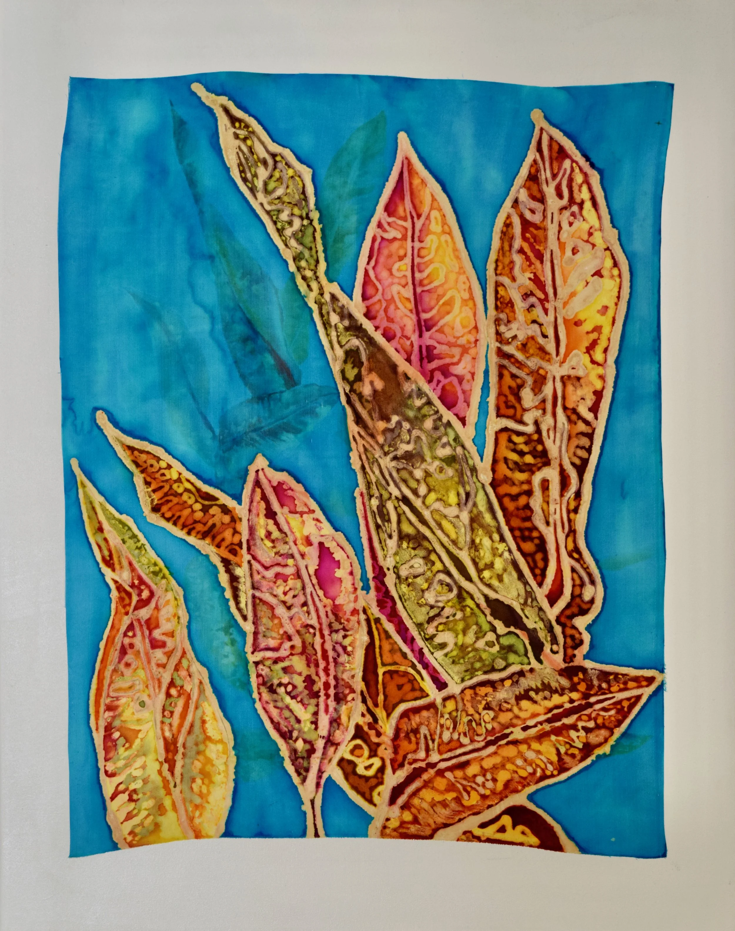 Joseph's Coat (Croton on silk, mounted on canvas)