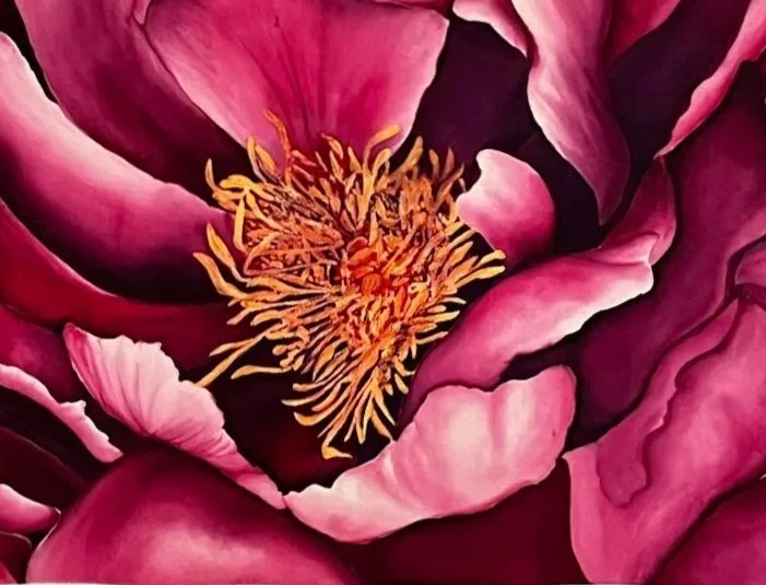 Magnolia - Silk painting mounted on canvas