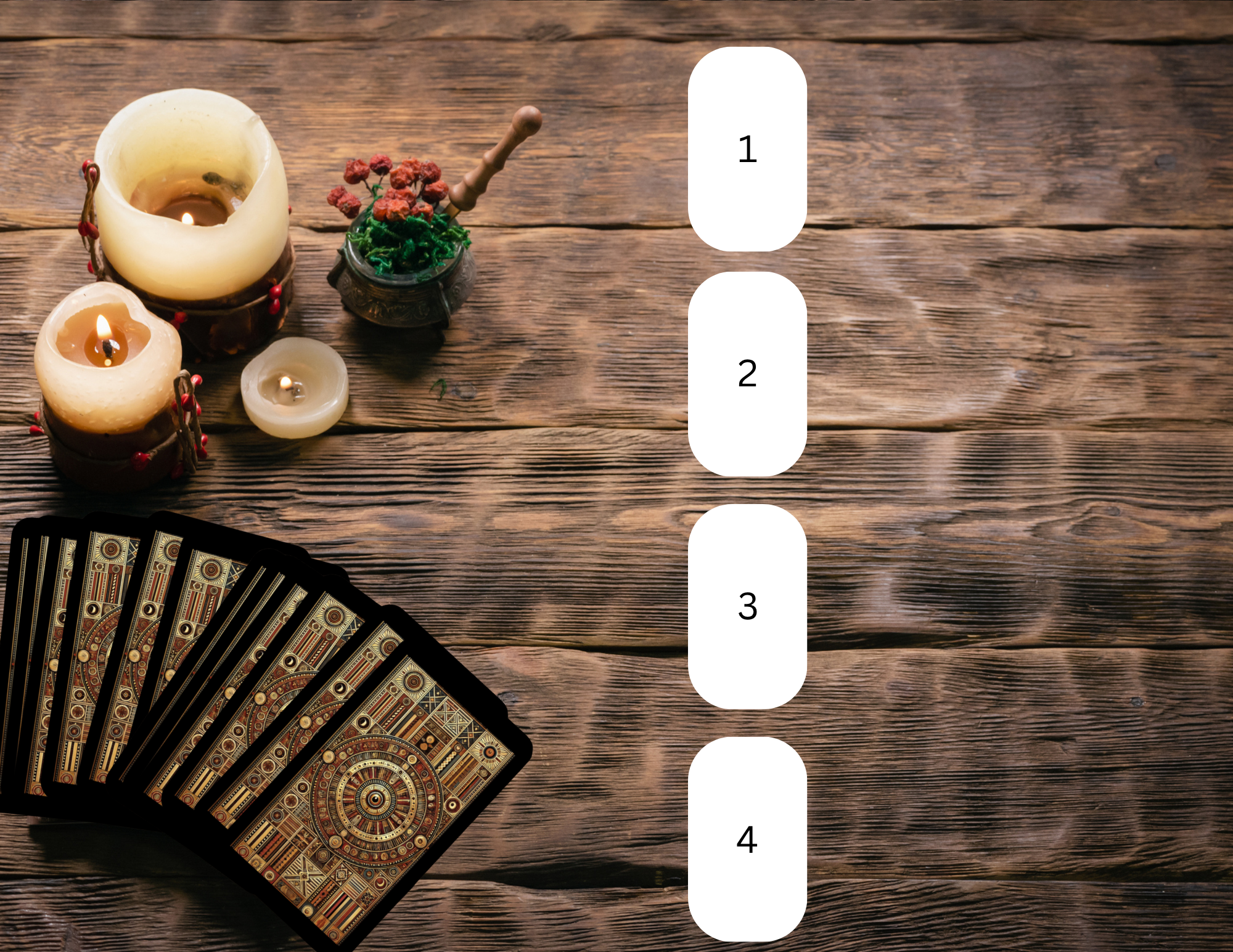 Heart & Shadow Mirror Spread
1. What does my heart need?
2. What are my shadow fears?
3. How do these interact?
4. What should I do for integration?