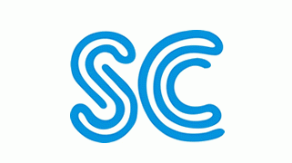 Blue logo with stylized letters 'S' and 'C' intertwined.