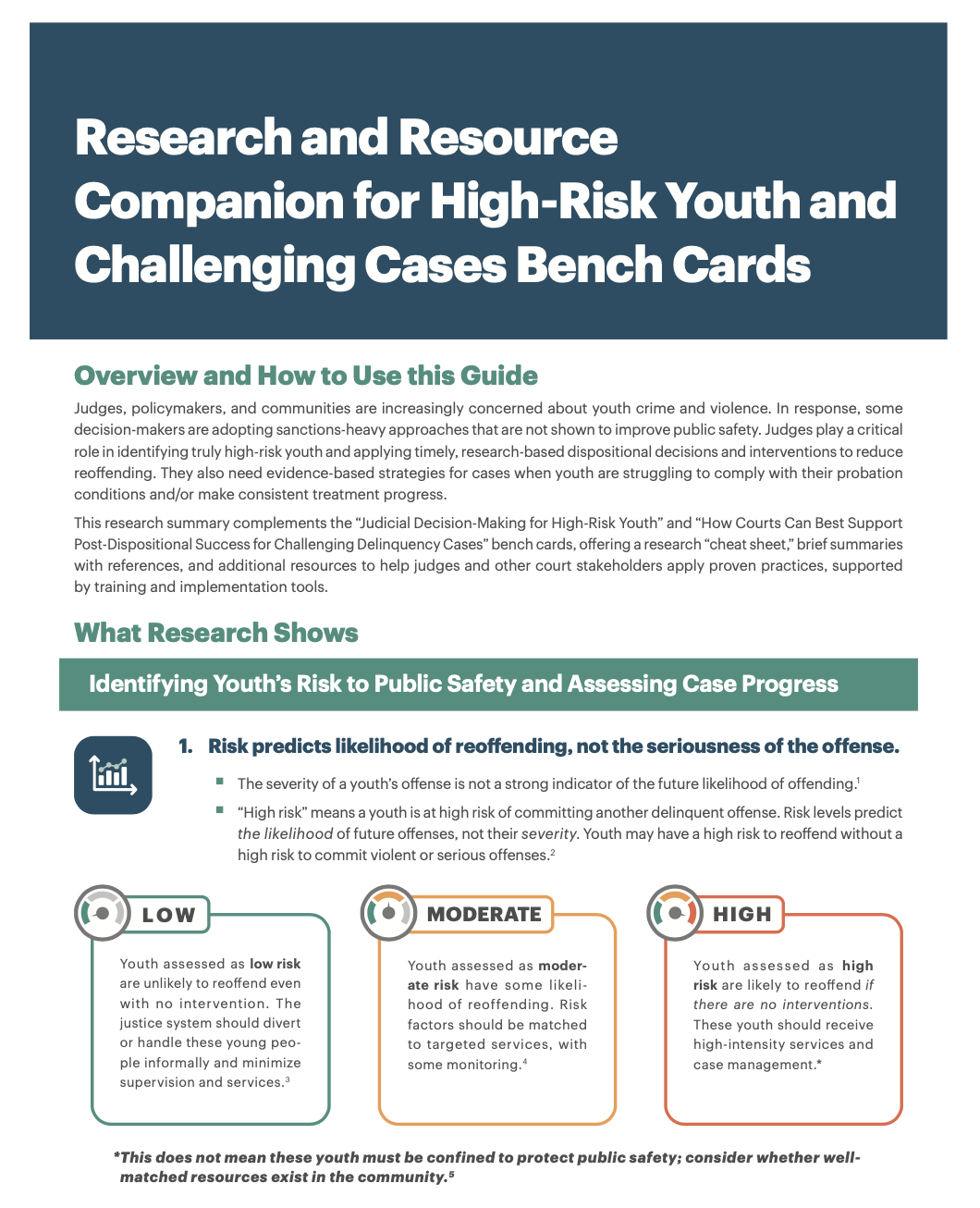 Judicial Excellence Bench Card for High-Risk Youth and Complex Cases