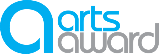 Logo for the Arts Award featuring a blue lowercase 'a' and the words 'arts award' in black and gray.