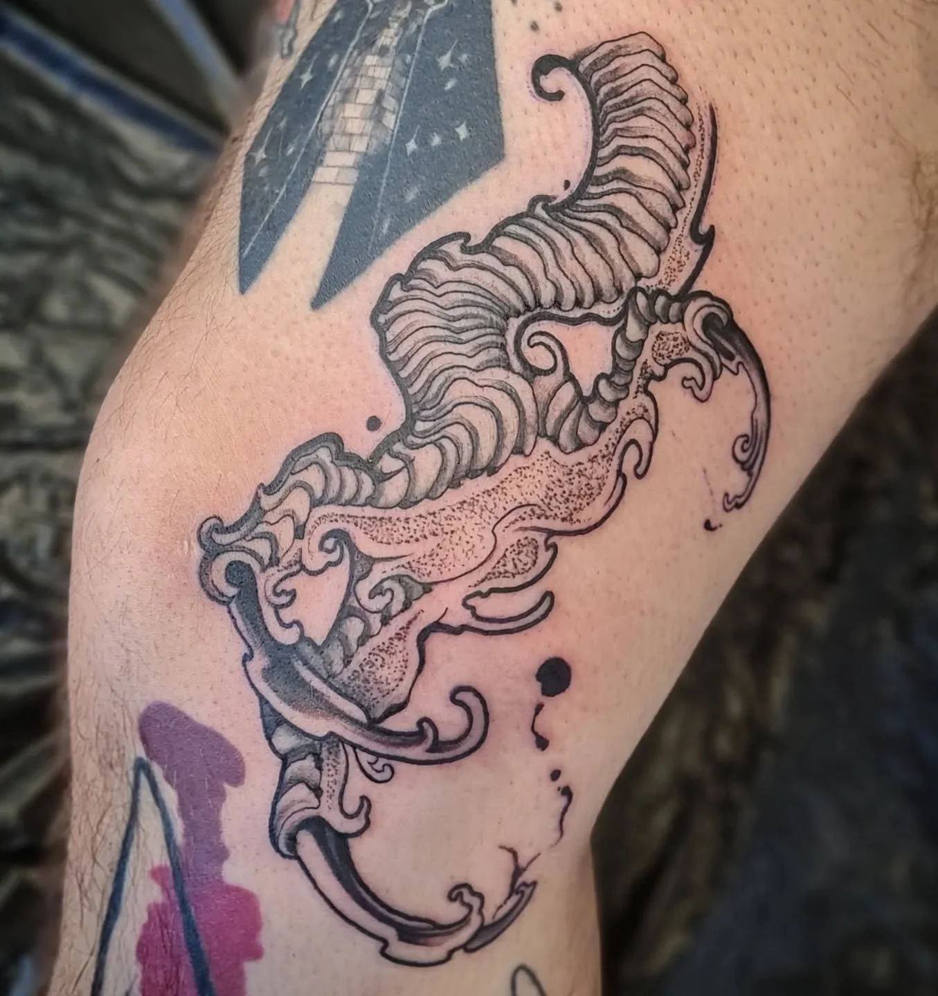 Dragon claw gap filler for @pulsar.sinaps.tattoo done @timisoaratattooconvention , was great to meet you man.