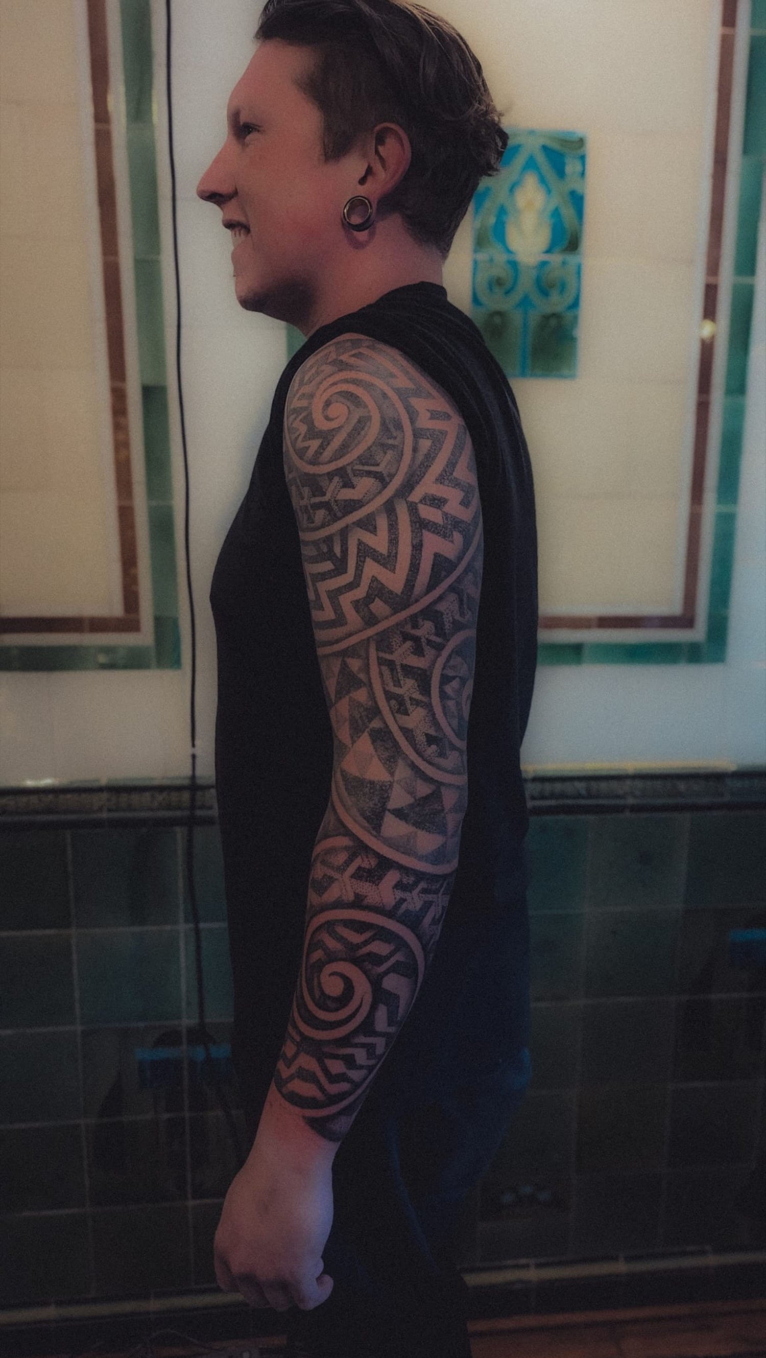 Geometric dotwork full sleeve