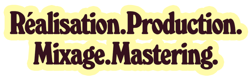 Texte en français affichant les différents services proposés par Modisto, à savoir : production, réalisation, mixage et mastering.