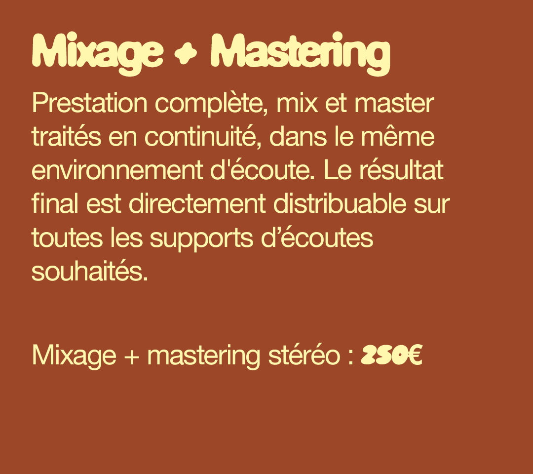 Encart mixage + mastering Studio Modisto