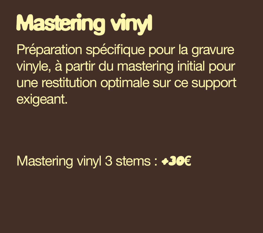 Encart mastering vinyl Studio Modisto