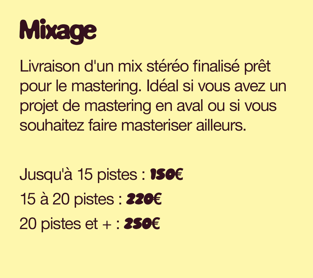 Encart mixage Studio Modisto