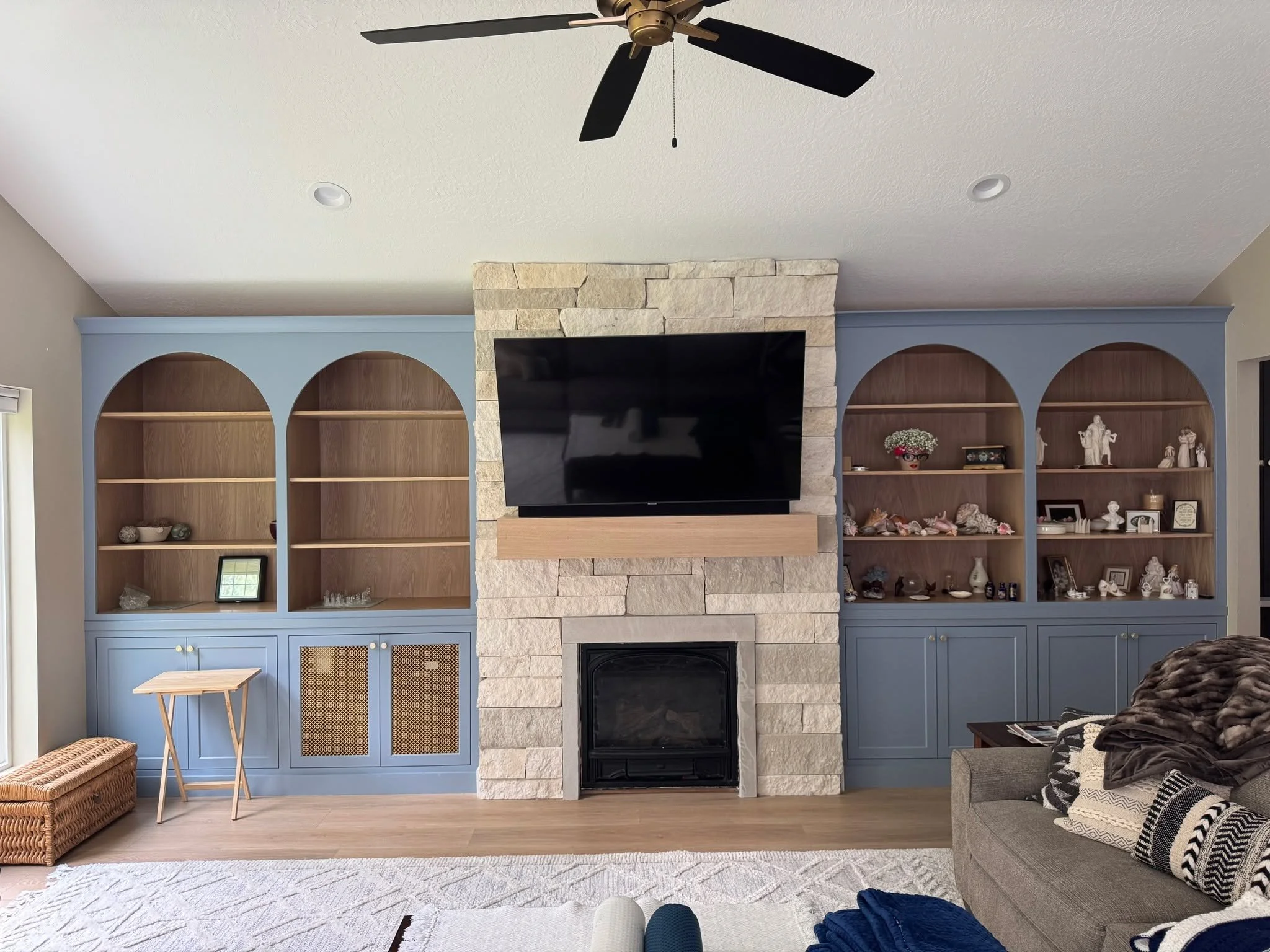Custom White Oak Fireplace Mantel made by Larkul, come check us out at https://larkul.com/ we do Floating Shelves and Range hoods.