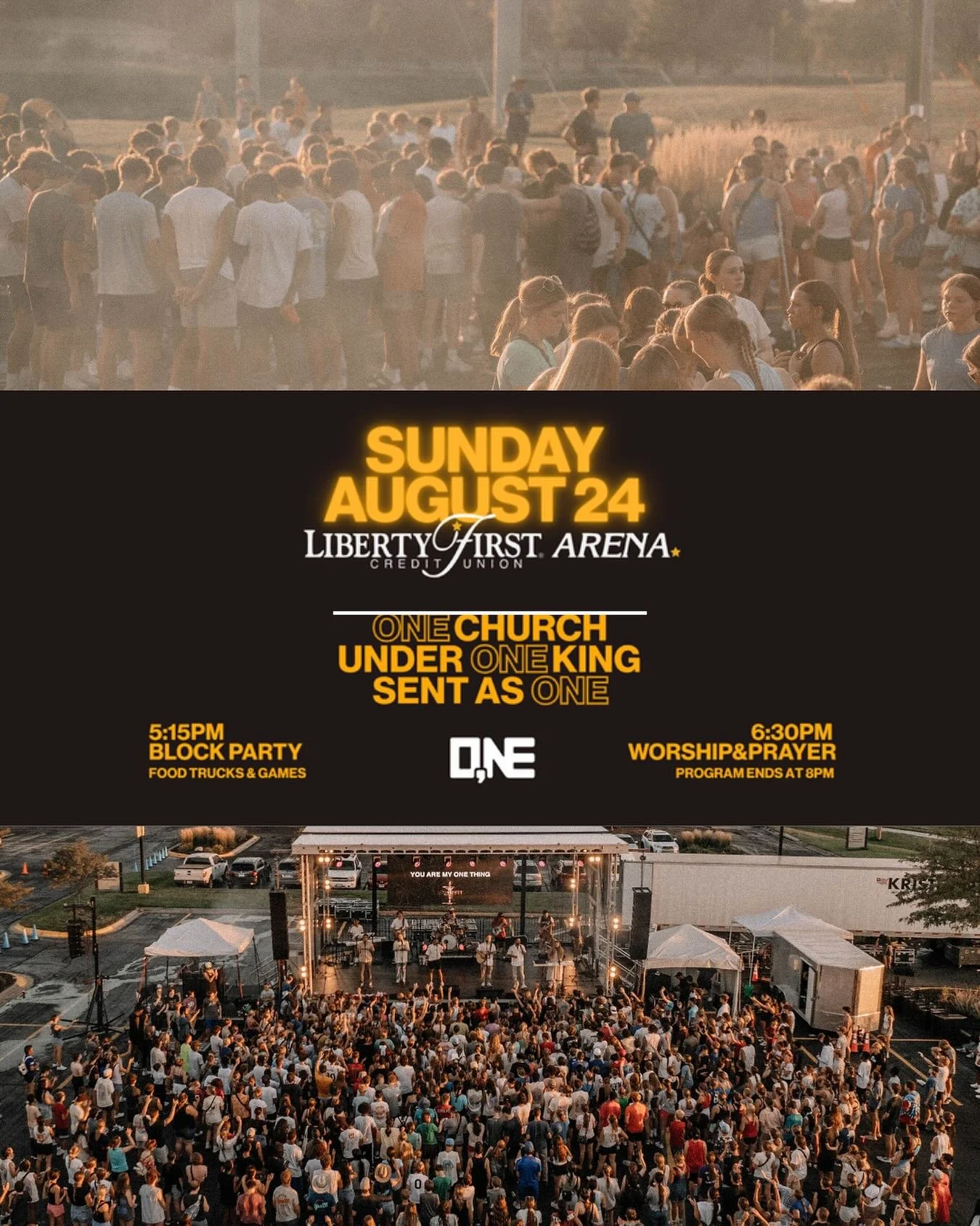 THIS SUNDAY!!
We have an opportunity to link arms with our brothers and sisters from all across the metro!
 
We are ONE Church
Under ONE King
Sent as ONE

@o.neyth 
#ONE #ONEChurch #ONEKing #AsONE