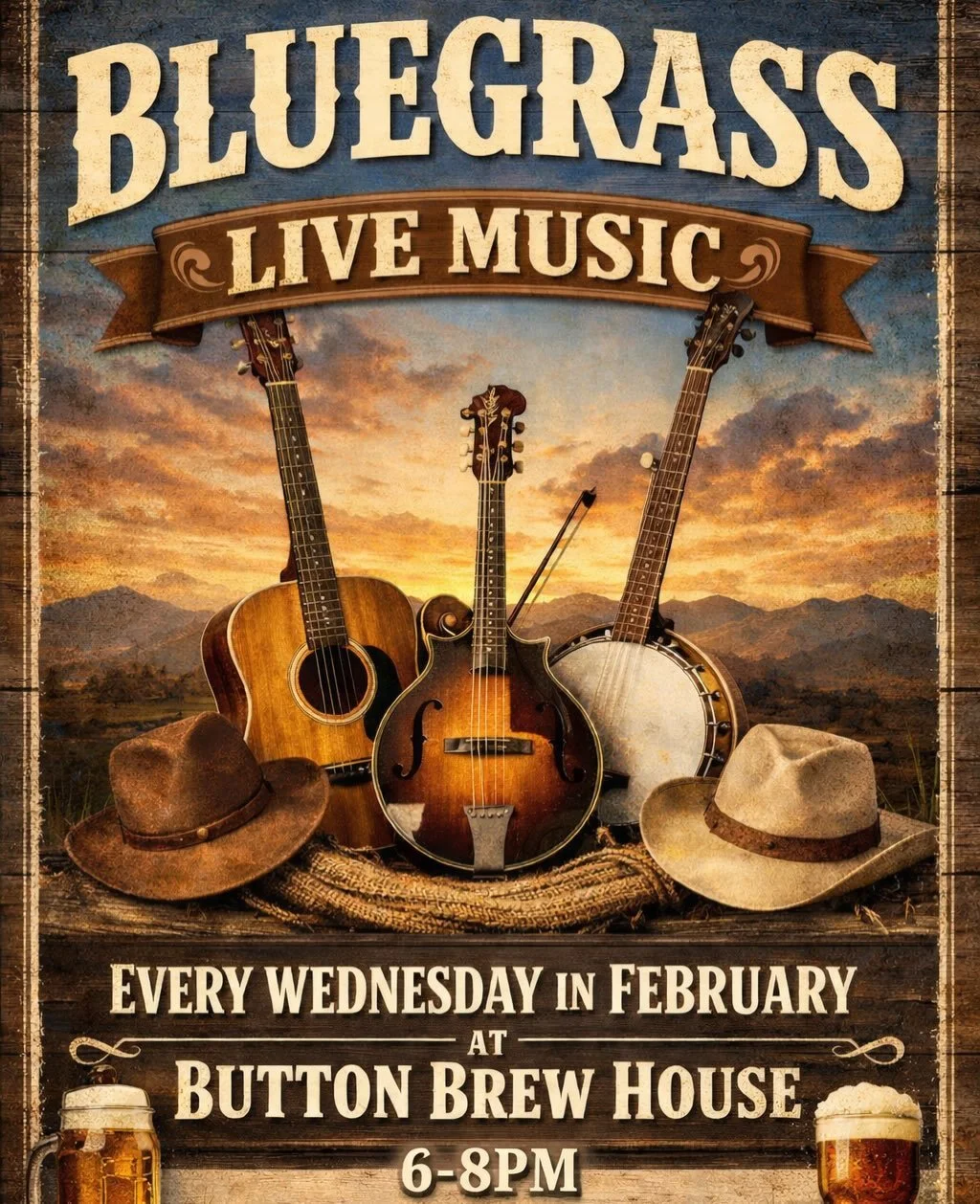 Hawks, Hops &amp; 4 Nights of Live Music - GET LOUD!

02.04 Wed Open 2-8pm
5-7pm Hoppy Hour | 6pm Bluegrass Music

02.05 Thu Open 2-8pm
5-7pm Hoppy Hour | 6pm Music: A1 Reggae Duo
6pm Food: Brazilian Delights

02.06 Fri Open 12-10pm
25% off Pitchers 