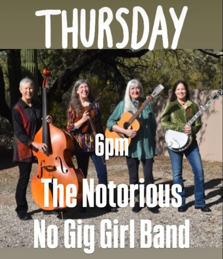 02.26 Thu Open 2-8pm 
5-7pm Hoppy Hour
BLUEGRASS THURSDAY 
6pm Music: The Notorious No-Gig Girl Band! @desertbluegrassassociation 

02.27 Fri Open 12-10pm
25% off Pitchers | 5-7pm Hoppy Hour
6pm Music: Cold Shot | Food: Willys Phillys @willysphillyst
