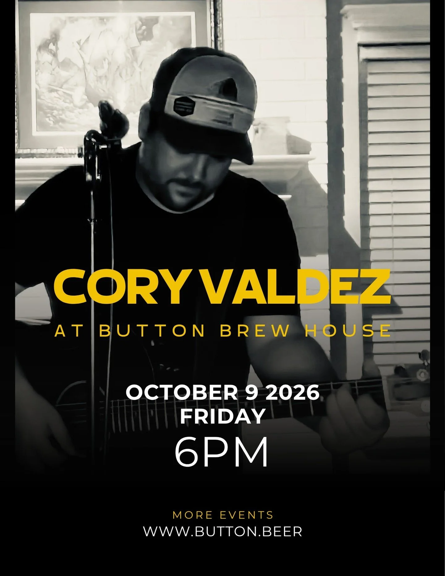 Join us for a night of live music with Cory Valdez at Button Brew House. Enjoy great tunes, good company, and your favorite craft brews this Friday evening.