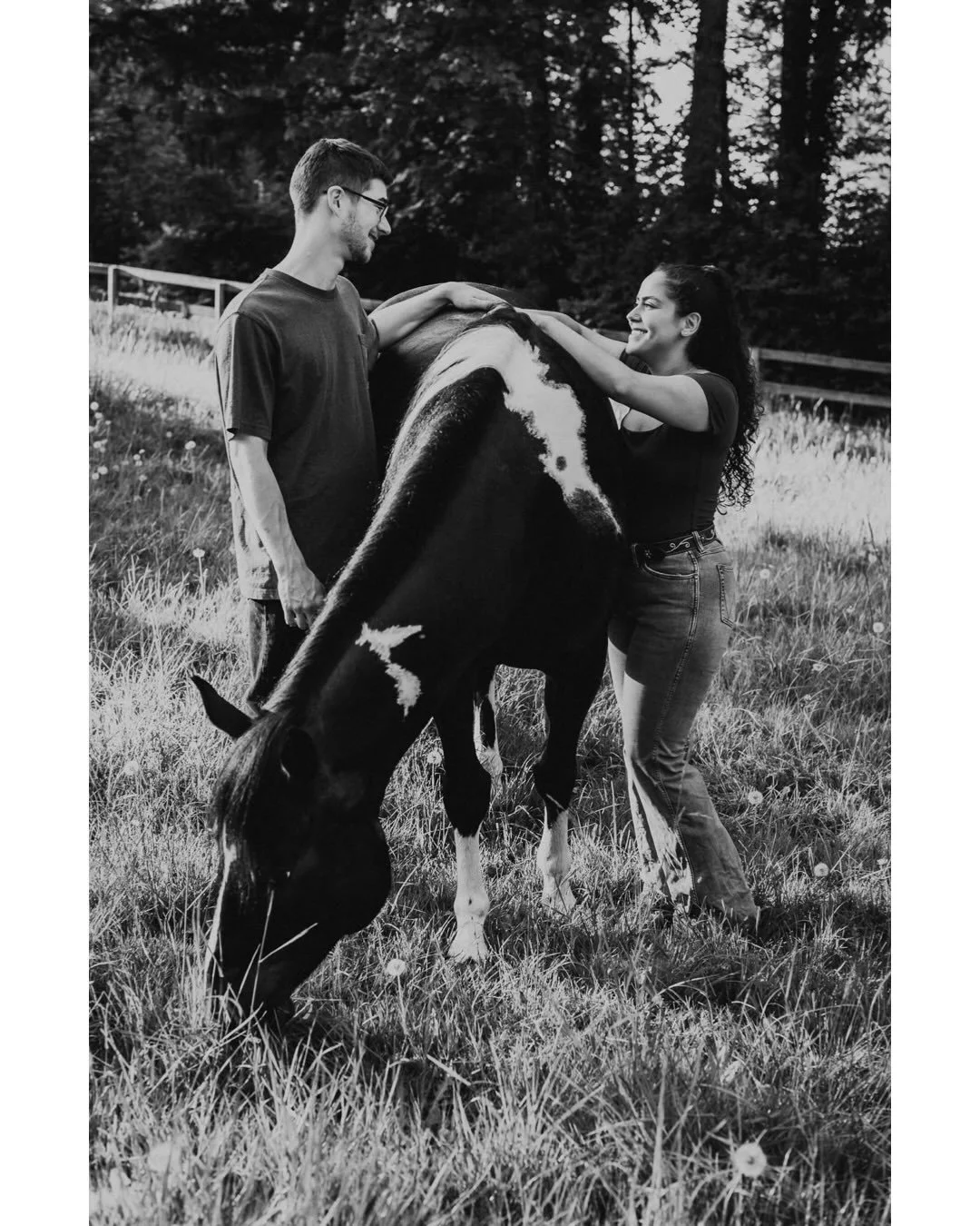 This was such a fun session with these two and their lovely horse and dog! Such a gorgeous evening in the field and exploring Creekside Equestrian and the beautiful surroundings on that property.