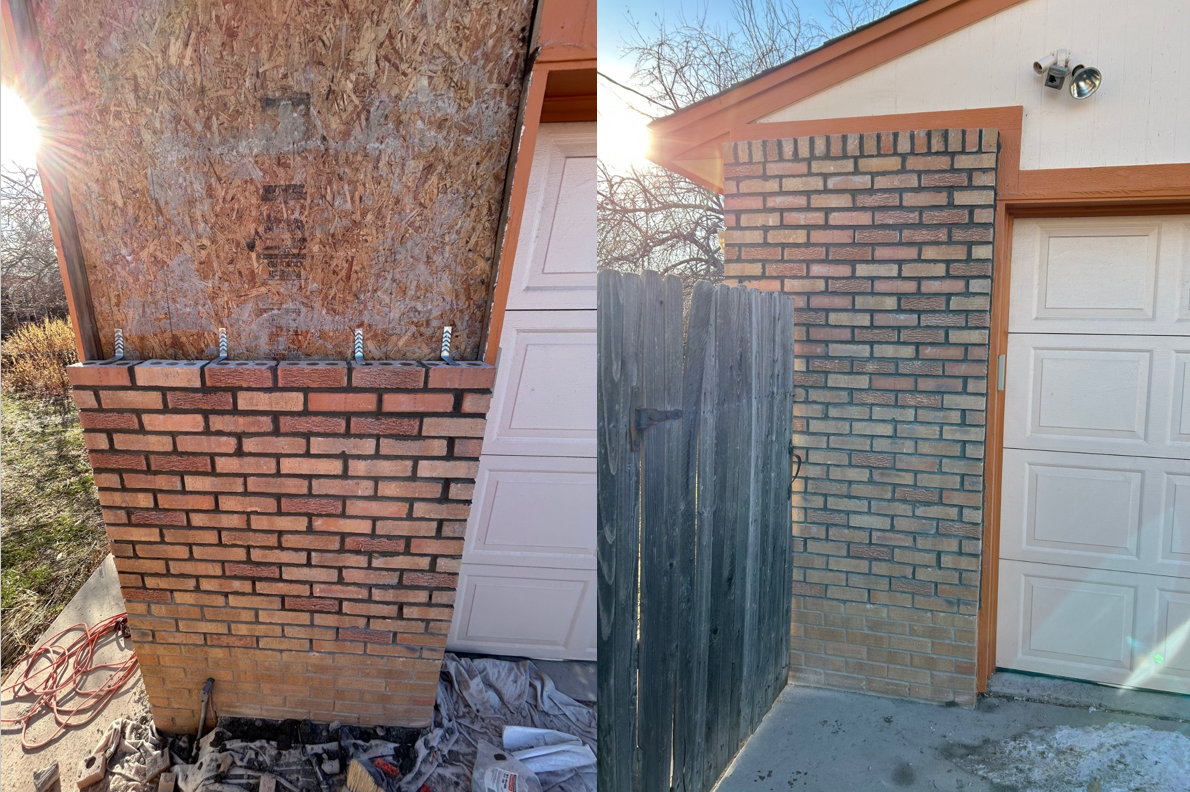 Exterior garage Brick repair