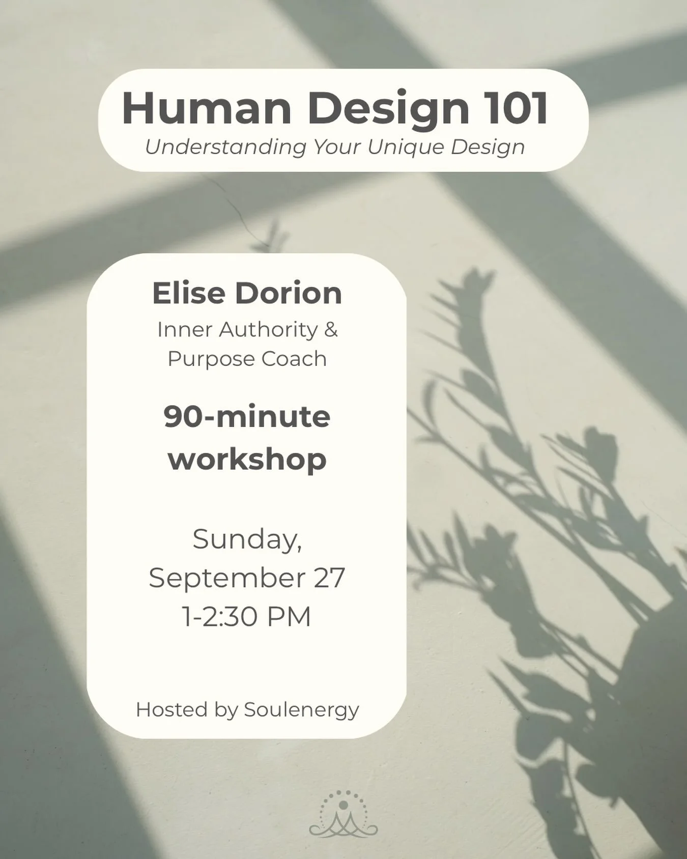 Have you been curious about Human Design? 
Me, too! 💚

That&rsquo;s why I&rsquo;ve invited Elise Dorion, Inner Authority &amp; Purpose Coach, to bring her knowledge and experience with Human Design to the Soulenergy community so that we can learn an