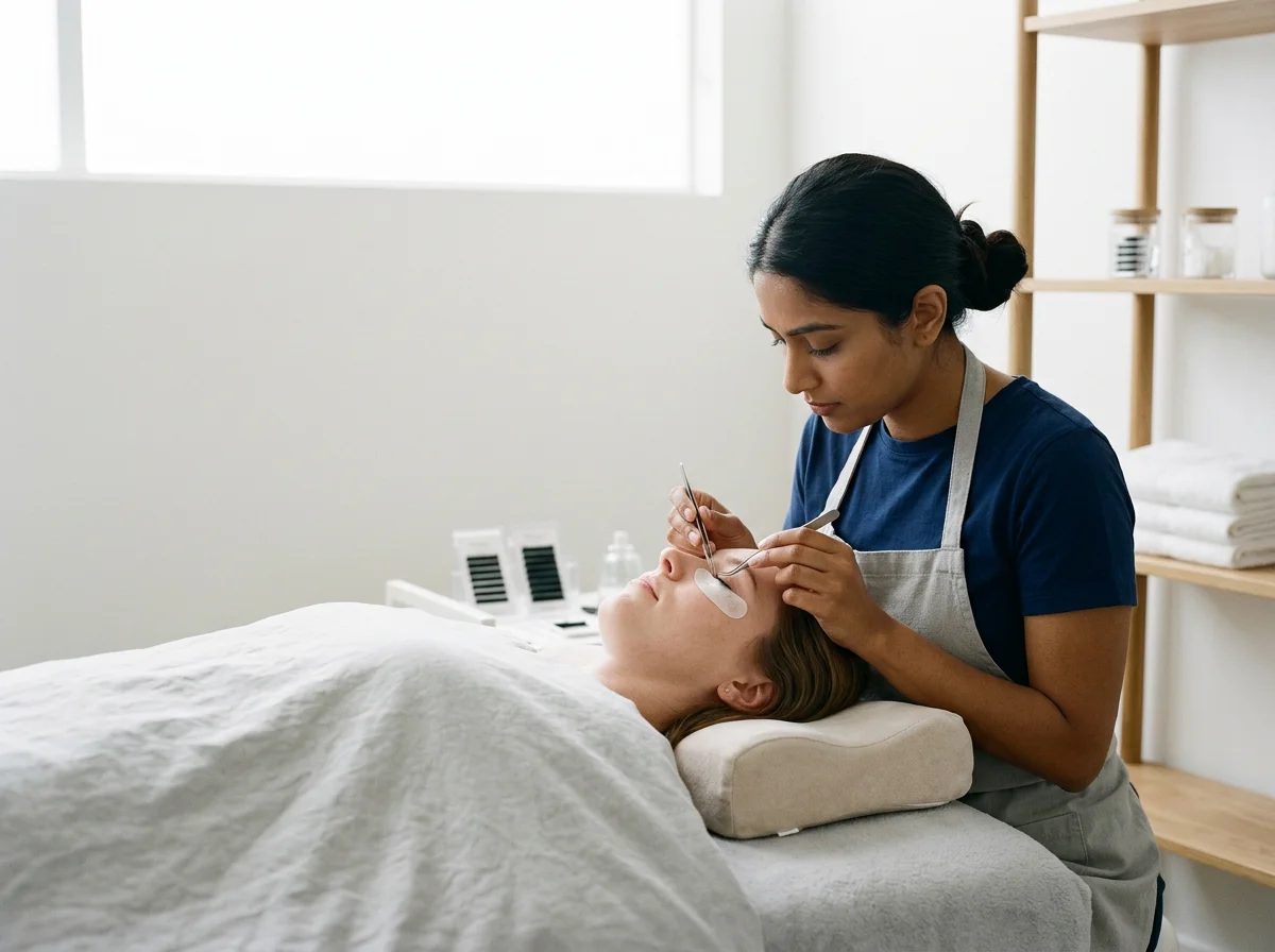 A woman receiving a facial treatment with a metal tool and a suction device from a professional in a spa or clinic room.