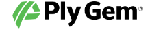 Ply Gem logo with green and black lettering and a geometric icon