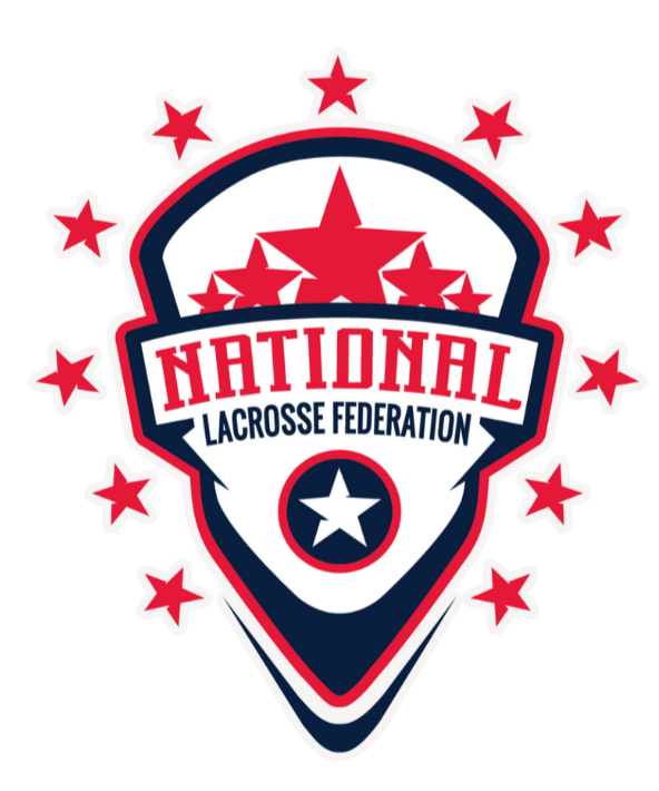 Logo of the National Lacrosse Federation featuring red and navy stars and text.