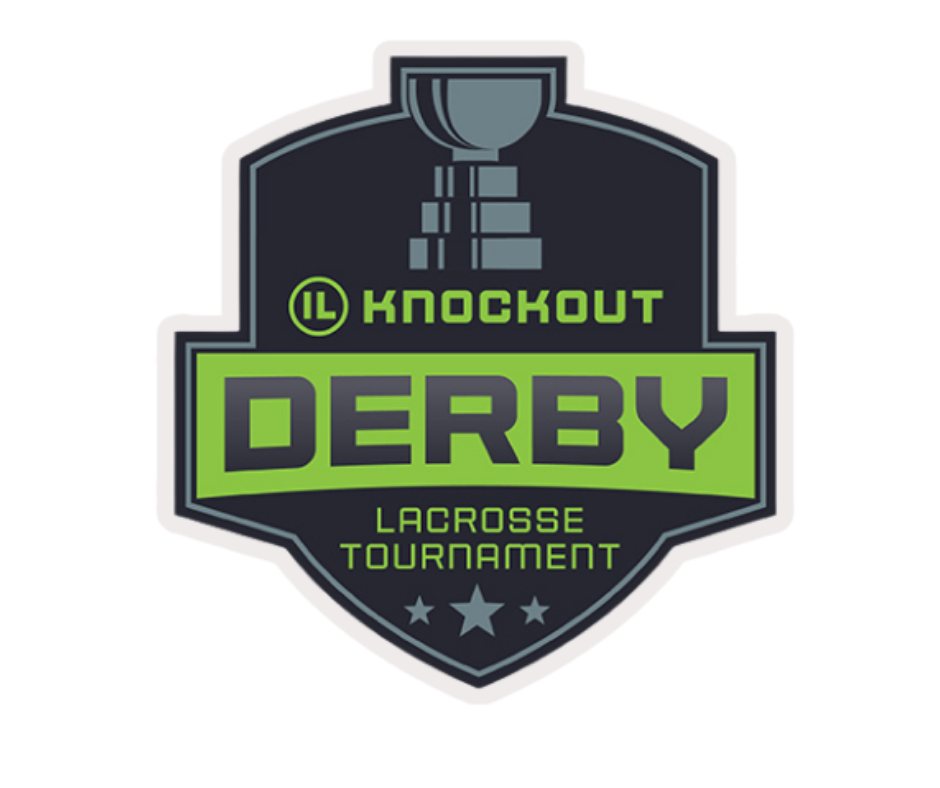 Logo for the IIIL Knockout Derby Lacrosse Tournament featuring a shield, a trophy, green and black colors, and three stars at the bottom.