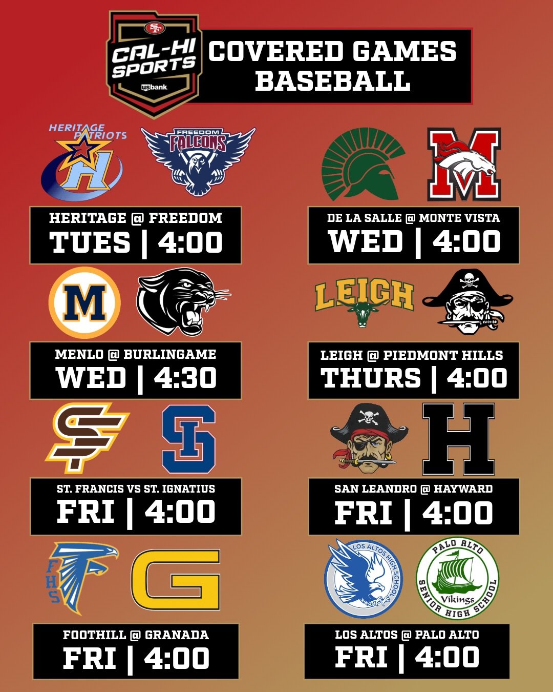⚾🥎🥍🏐 It&rsquo;s a big week matchups and we&rsquo;ve got crews out everywhere 👀

The @mancinissleepworld Dream Matchup has Clayton Valley taking on College Park Thursday at 4 we got two East Bay heavyweights going head to head 🦅

The @euroclinic_