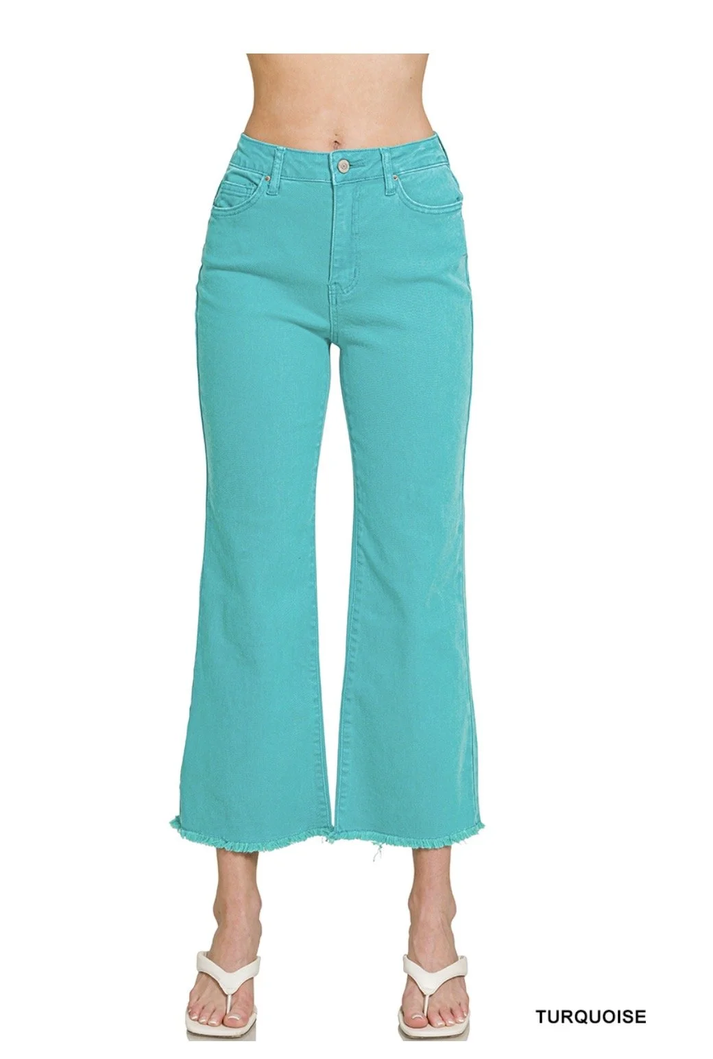 Zenana Acid Washed High Waist Frayed Hem Bootcut Pants