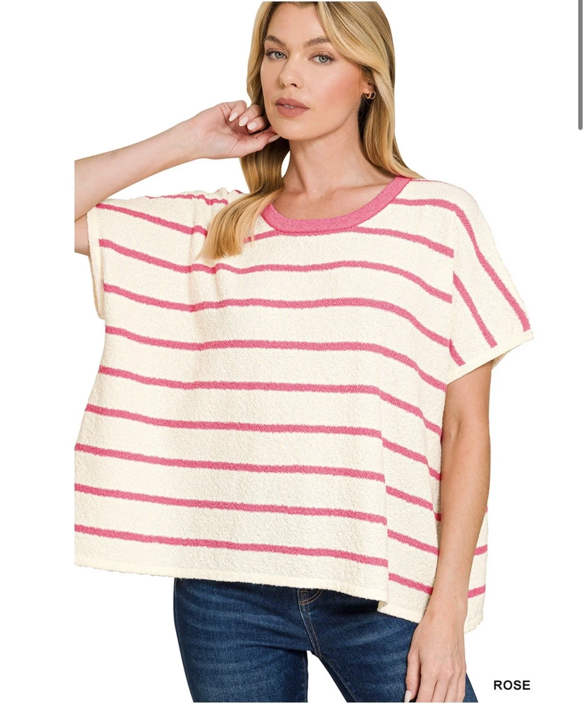 Zenana Stiped Oversized Sweater Top