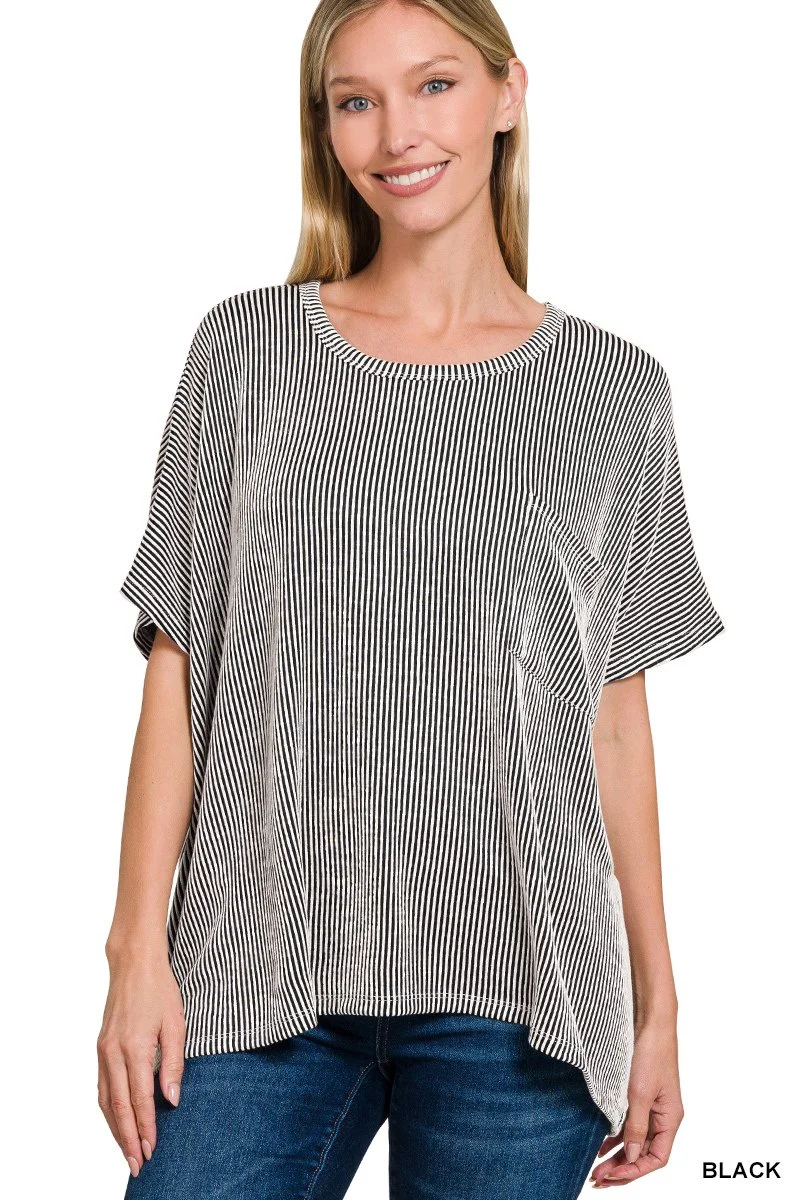 Zenana Corded Rib oversized short-sleeve top
