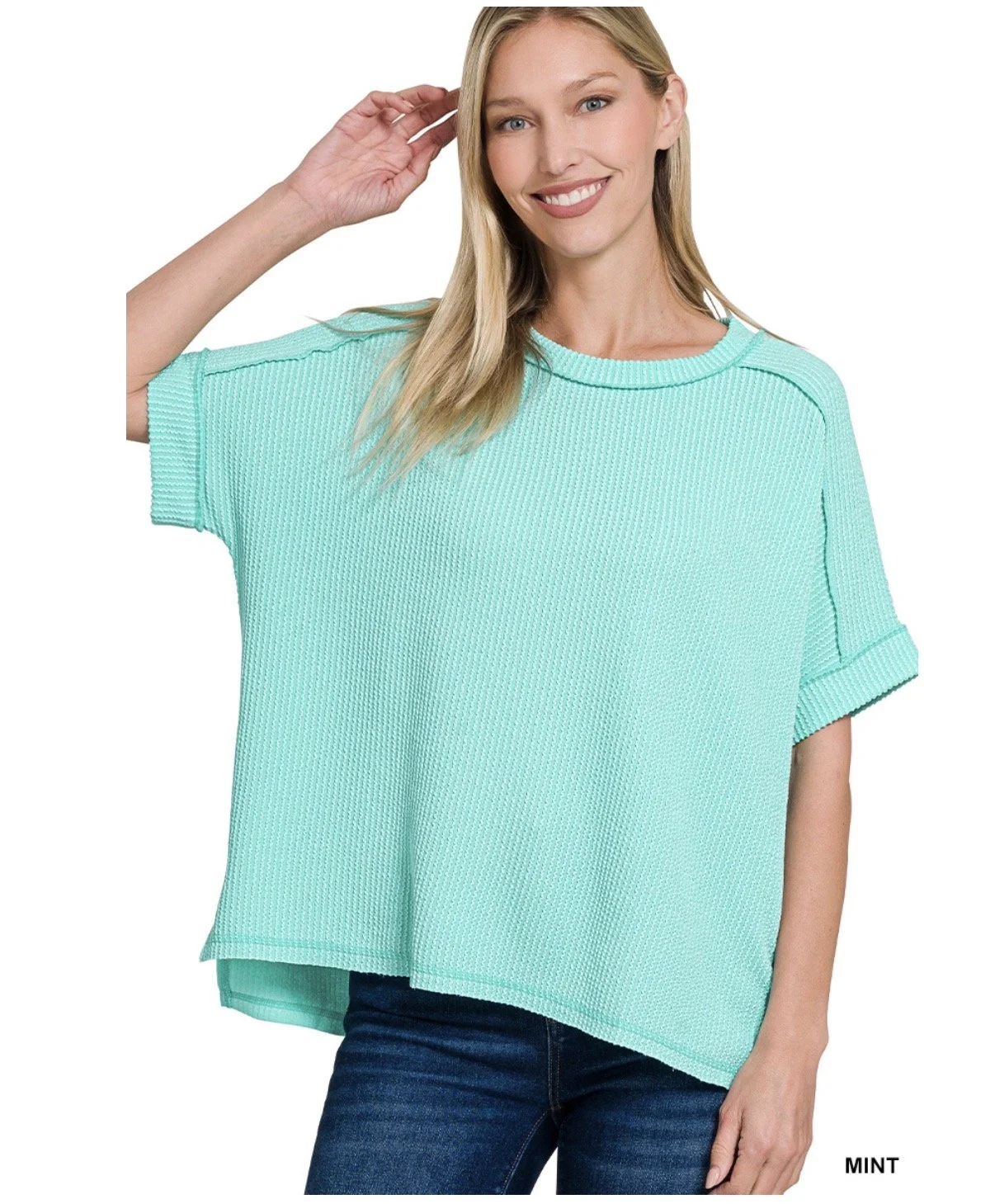 Zenana Raised Rib Cuff Sleeve Top