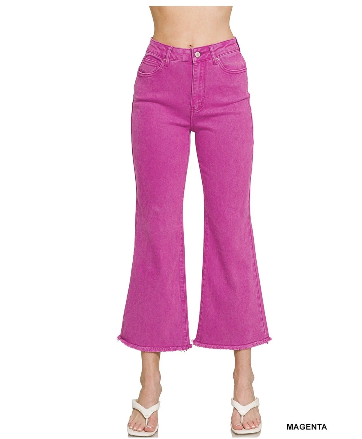 Zenana Acid Washed High Waist Frayed Hem Bootcut Pants