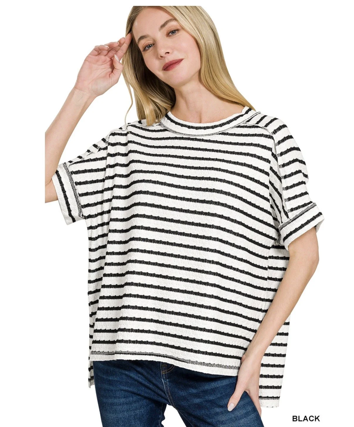 Zenana Striped Hi-Low Top