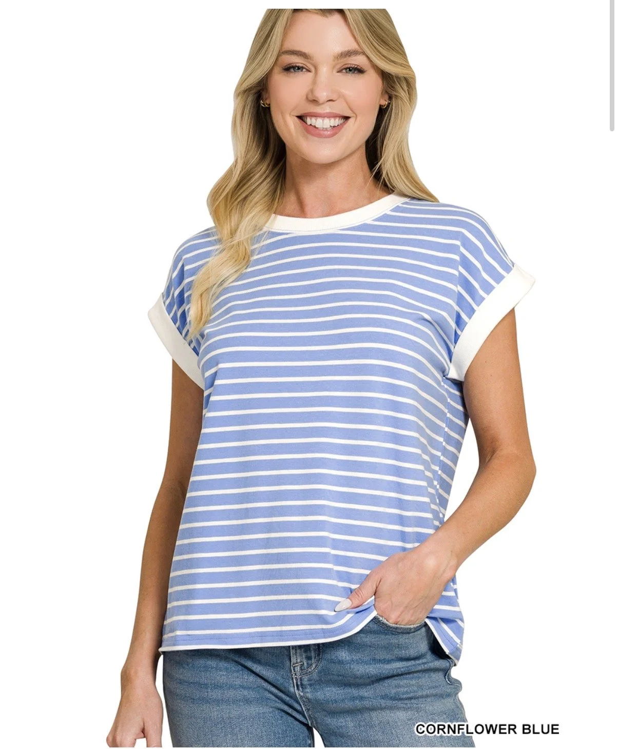 Zenana Stripe Contrast Top