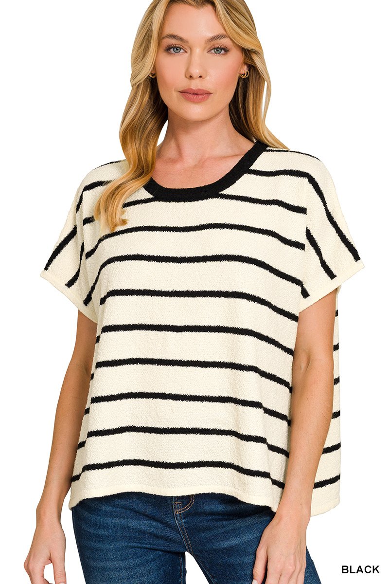Zenana Stiped Oversized Sweater Top
