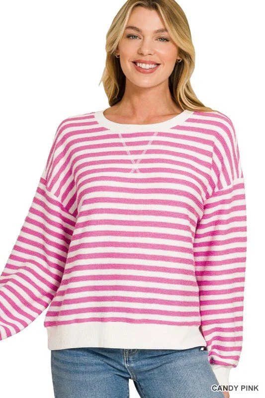 Zenana Striped pullover