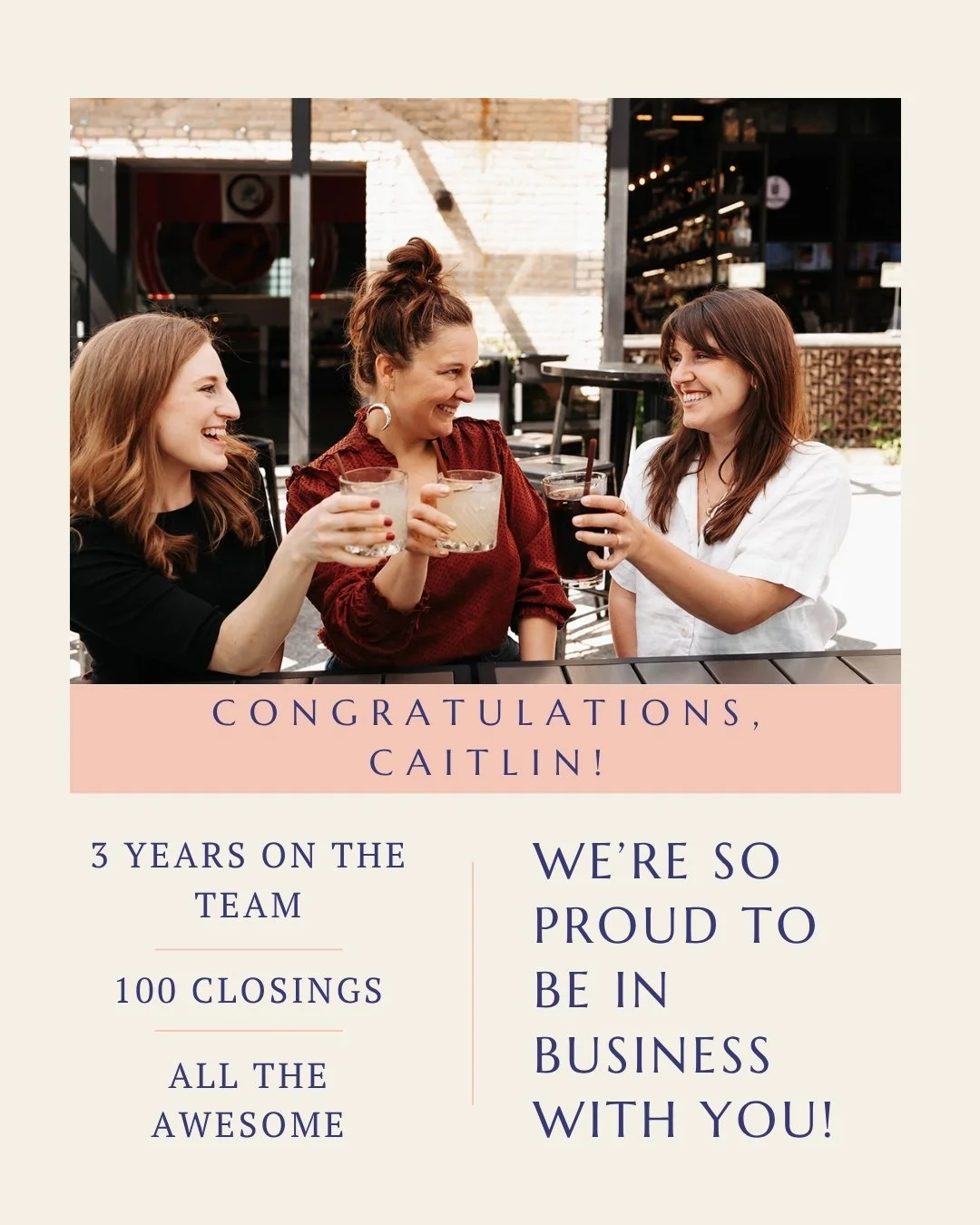 Having Caitlin on the team has been a dream come true - for real. She's not only a ray of human sunshine, she's also smart, talented, and has a heart of gold.

This week we're celebrating Caitlin's 100th closing with us, and she just wrapped up her 3