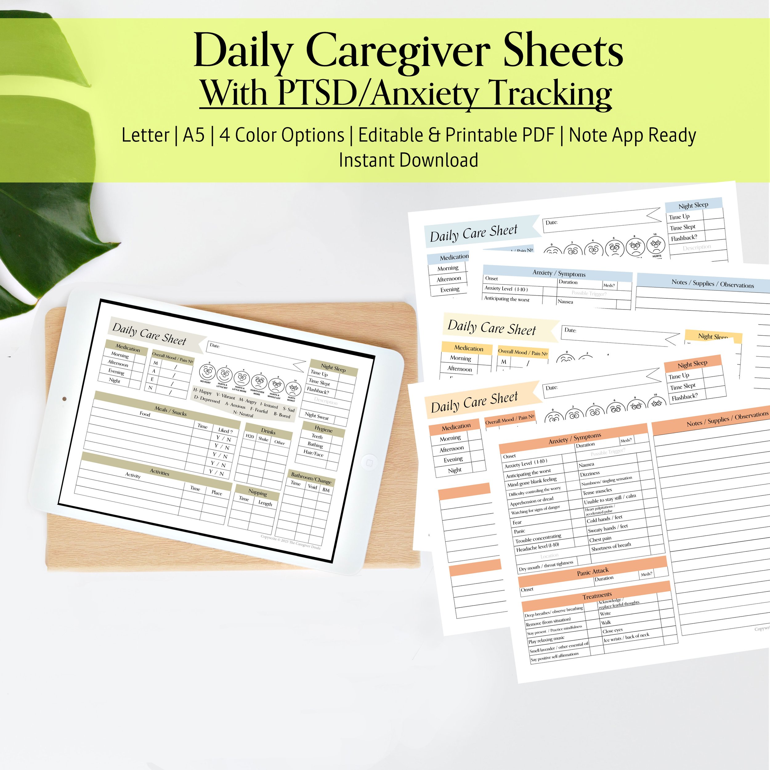 PTSD- Anxiety Care Sheets