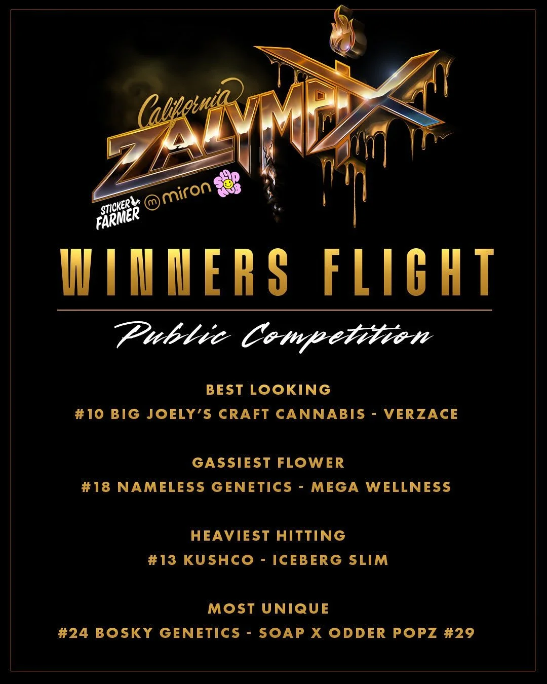 Congratulations to the growers who took awards at the November 15th Winners Flight Awards Ceremony in Hollywood and to all the growers who competed in this competition! This competition featured some of the best growers in the world who have competed