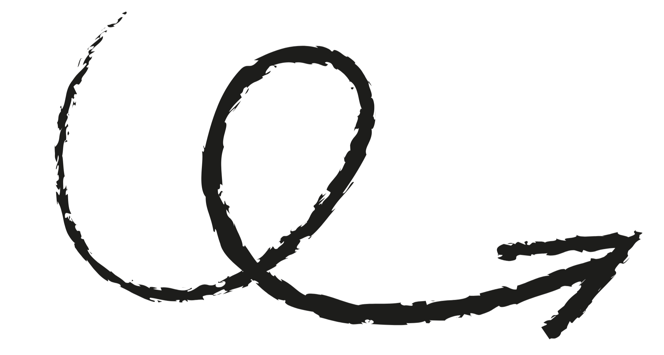 Black background with a large, gray, stylized letter 'Q' in a handwritten script style.