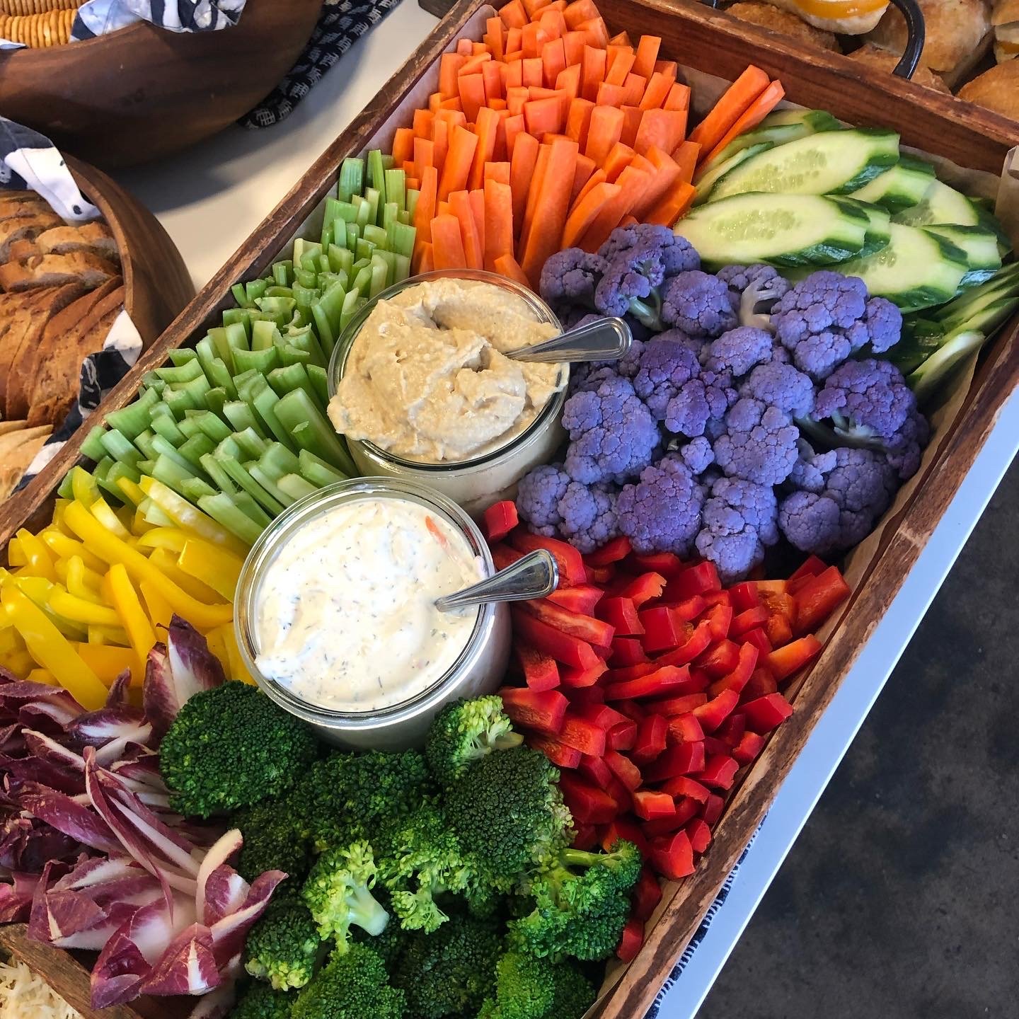 fresh veggie board. Big Delicious Planet Chicago Catering and Urban Farm serving Luxury and Sustainable weddings, corporate events, and celebration. Greenest Caterer in America with Farm-to-table fresh food.