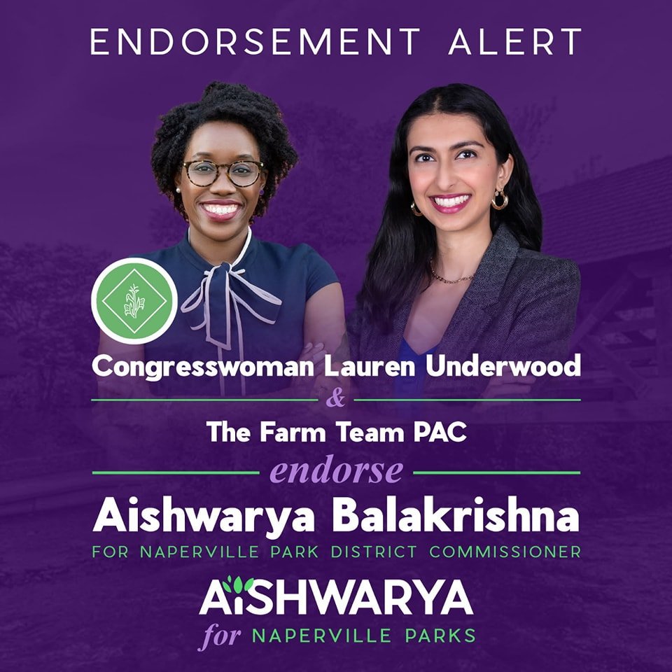 I am proud to announce that I have received the endorsement of Congresswoman @laurenunderwood and her @thefarmteampac organization! Congresswoman Underwood has been a steadfast champion for our communities, and her work in improving the health of nei